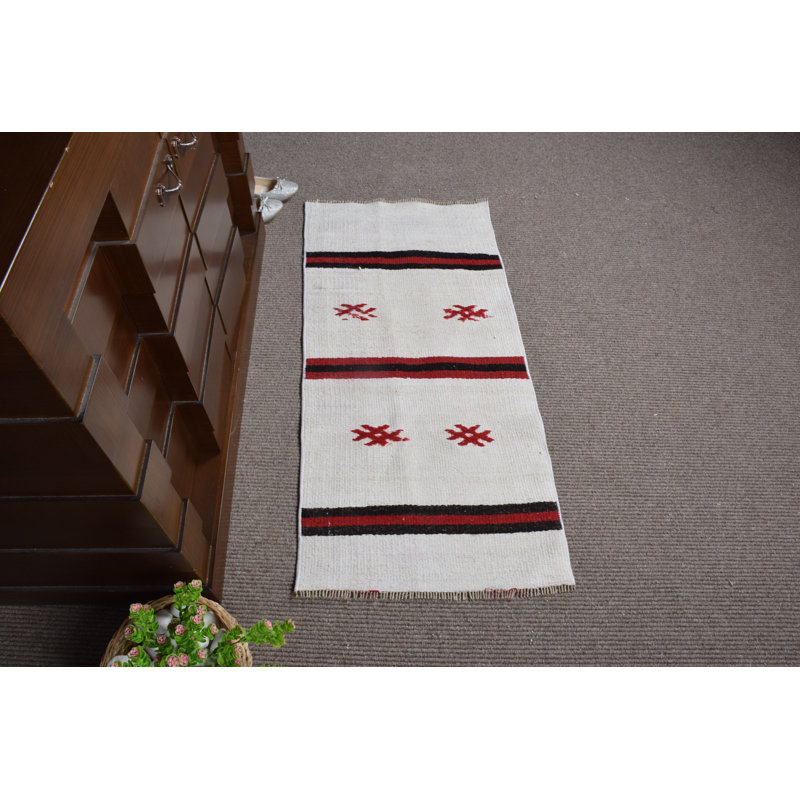 Tapis turc authentique tissé à la main dans un élégant design traditionnel rouge pour les portes