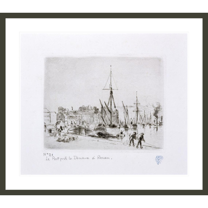 La Port Pres de Douanne à Rouen par Camille Pissarro, H 33,5 po x l 38,2 po
