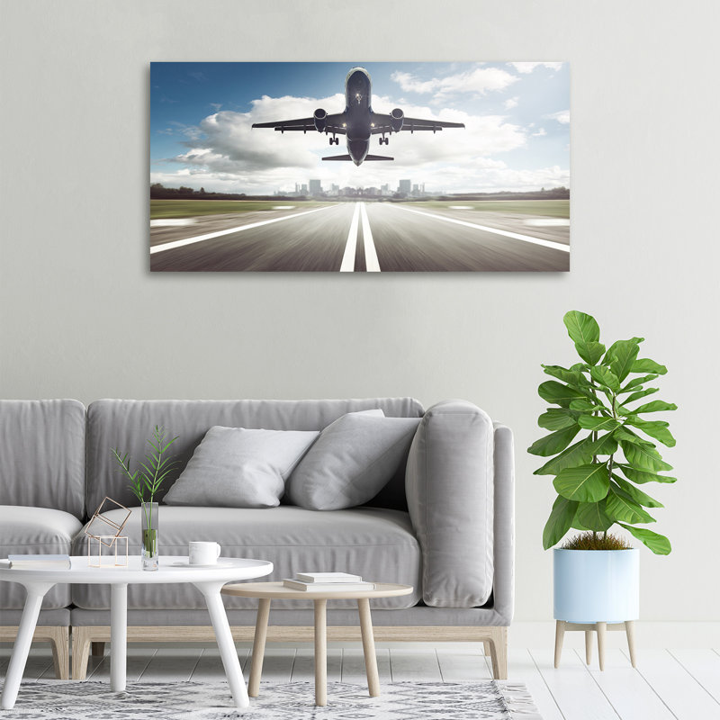 The Plane Is Starting - No Frame Print on Glass, Glass, 70cm H x 100cm W x 4cm D