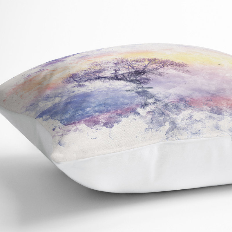Tree Reflecting upon the Lake Cushion with Filling, 55cm H x 55cm W x 20cm D, White