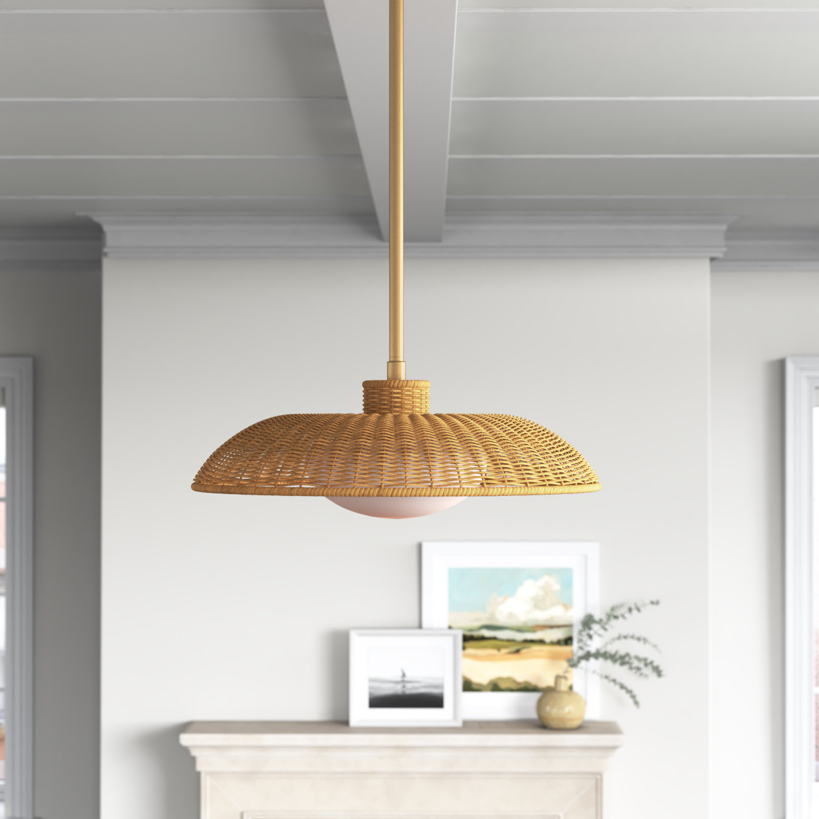 Capella Single Light Rattan Steel Pendant