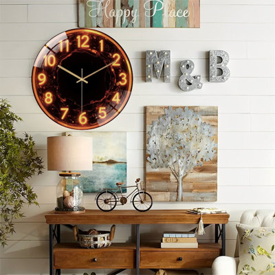 Horloge murale en verre 12 po Glowing Fiery