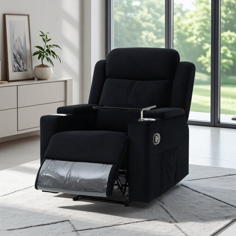 Upholstered Home Theater Recliner Sofa Seat, Black