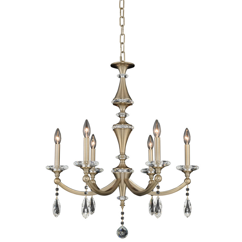 Floridia 6 LT Matte Brushed Champagne Gold/Clear Chandelier Allegri