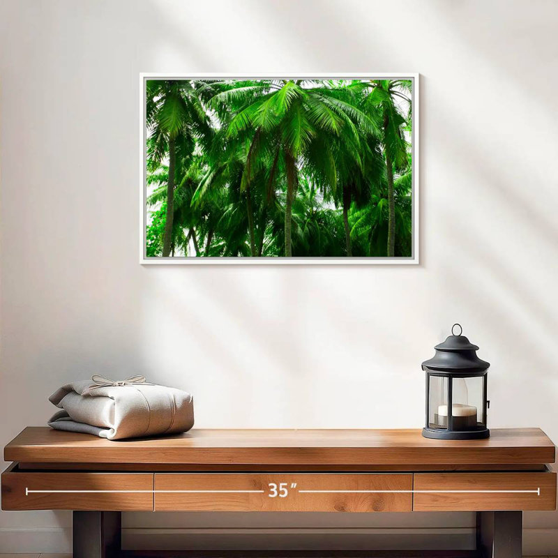 Palmier forêt, Cadre flottant blanc, 19 po x 13 po