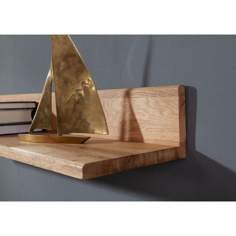 Frankfurt Oak Solid Wood Floating Shelf, 12cm H x 81cm W x 20cm D