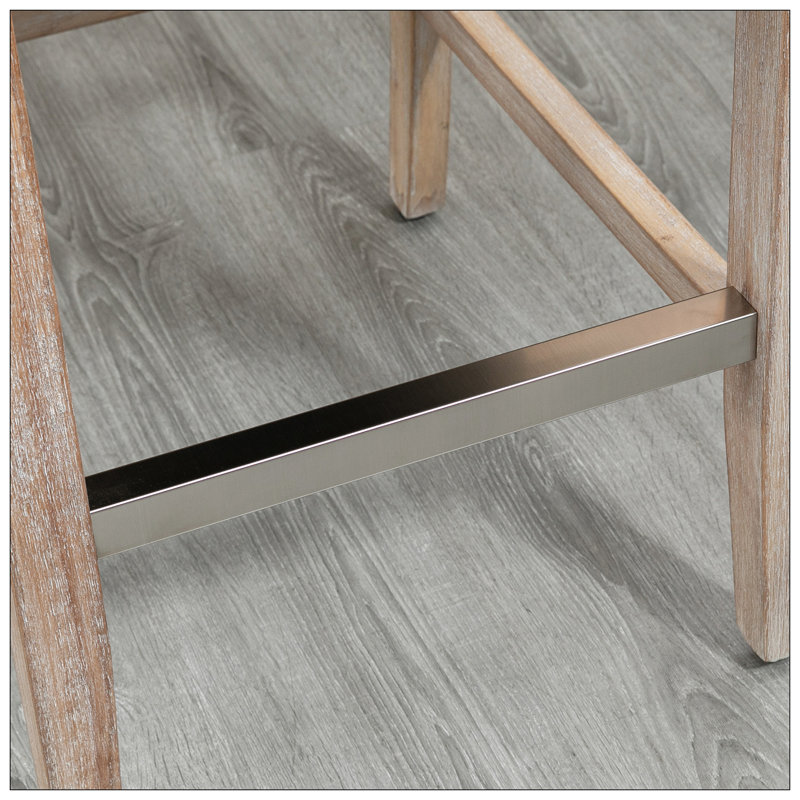 Ensemble de 2 tabourets de bar à hauteur de comptoir avec pieds en bois, Beige