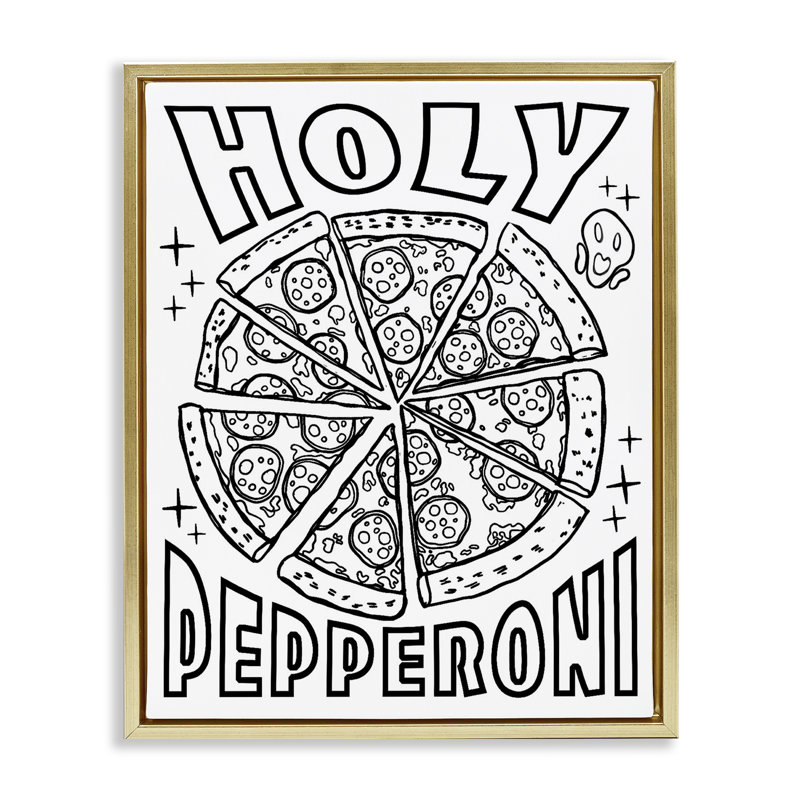 Cadre flottant Saint Pepperoni, par Ziwei Li, H 31 po x l 25 po, Cadre flottant métallique doré