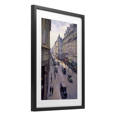 Vintage Paris Street Scene Framed Print Under Glass, design by Petal Prints Design