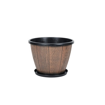 Wood-Effect Plastic Flower Pot And Home Decor Planter And Gardening And Potted Plants Container