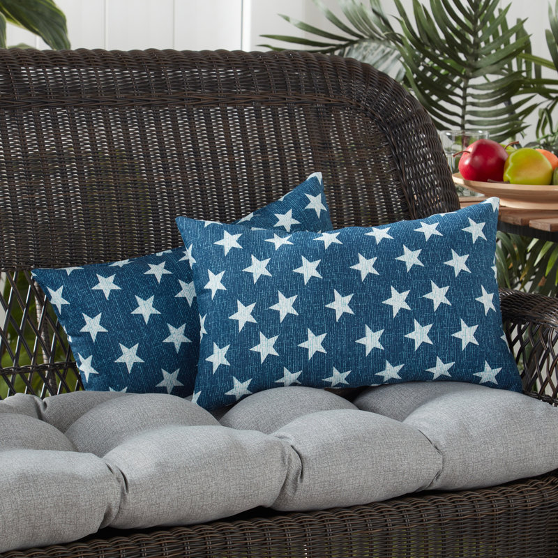 Coussin lombaire à rayures intérieur/extérieur Henrich, Étoiles, Ensemble de 2