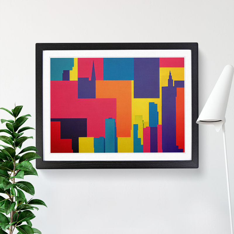 New York City Abstract Skyline Vol.1 - Single Picture Frame Print, 34cm H x 46cm W, Black