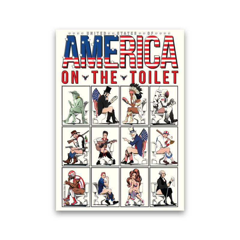 America On The Toilet - Print, No Framed, 60cm H x 42cm W x 1cm D