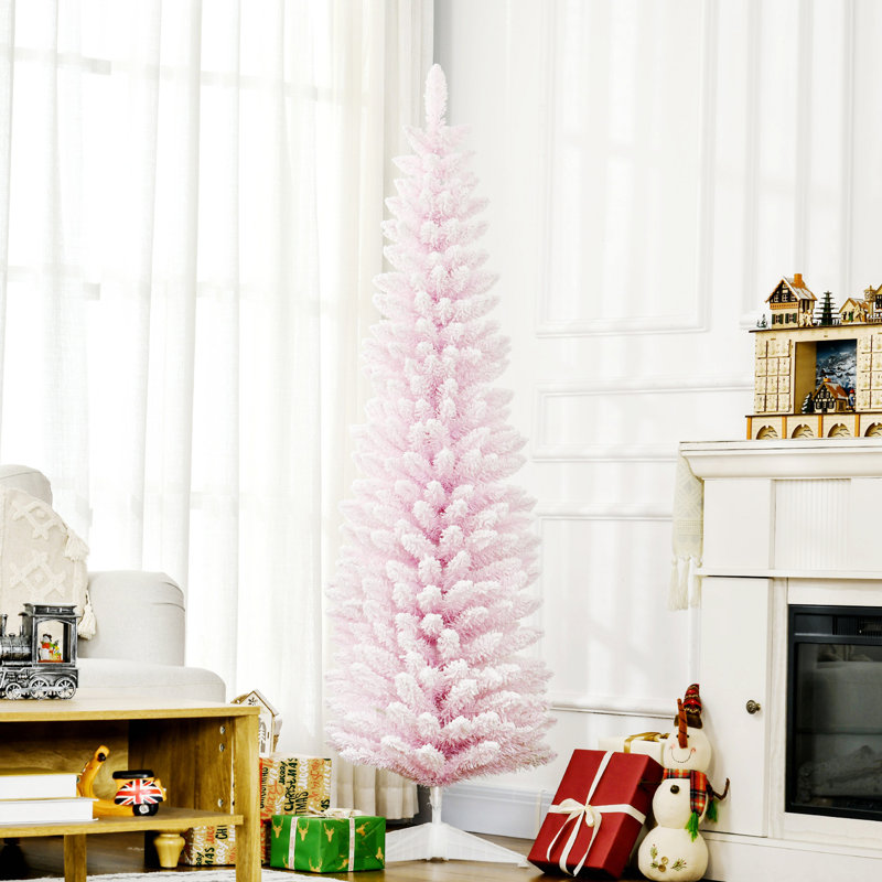 Arbre de Noël neige enneigé, arbre de Noël mince avec branches réalistes et base en plastique, 5.11'