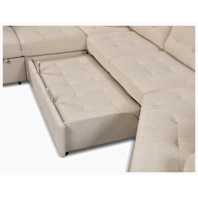 Canapé modulaire rembourré 4 pièces Ommie, Chenille beige