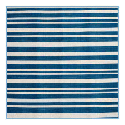 Machine Washable Horizontal Stripes Blue Area Rug