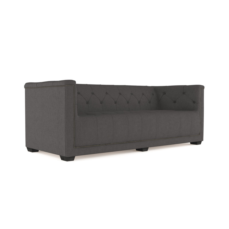 Velvet Sofa, Chocolate Genuine Leather, 84"
