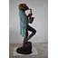 Statue de grenouille Cvijeta jouant du saxophone gracieusement en bronze Taille: 22 po x 20 po x H 65 po