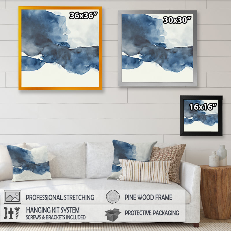 «Imperial Blue Solitude V», reproduction sur toile, Impression noire sur toile encadrée, L 16 po x H 16 po