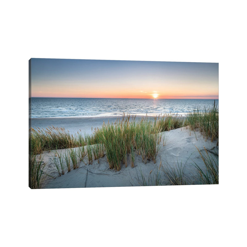 Coucher de soleil sur la plage de dunes - Giclée sur toile tendue avec châssis