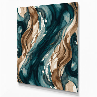 Aquarelle abstraite 95, art mural sur toile bleue
