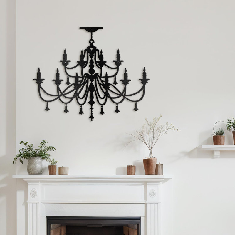 Wall Decor Metal, Black, 15" H x 18" W x 0.05" D
