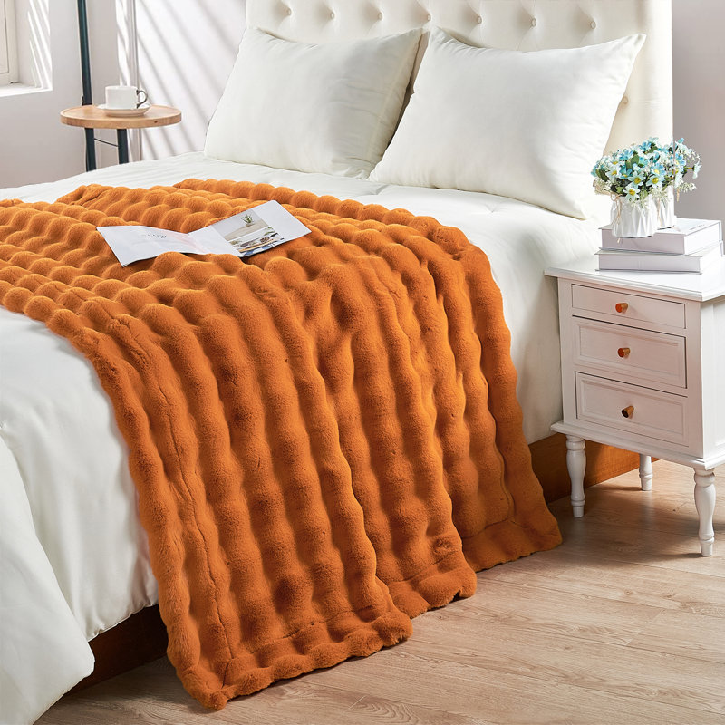 Throw Blanket, Burnt Orange, 127cm W x 152.4cm L
