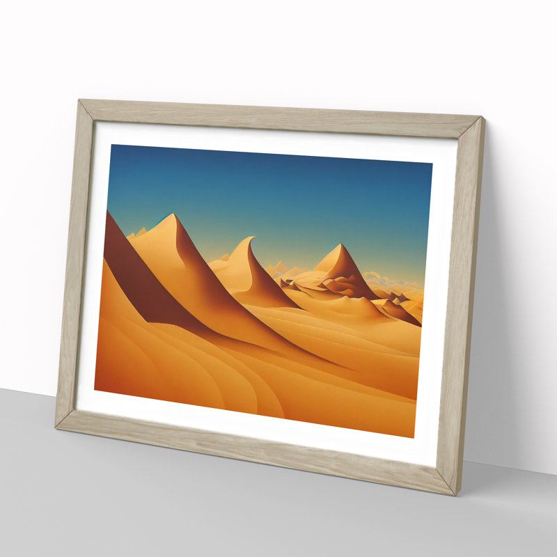 Desert Sand Dunes Vol.2 - Single Picture Frame Print, 25cm H x 34cm W x 2cm D, Oak