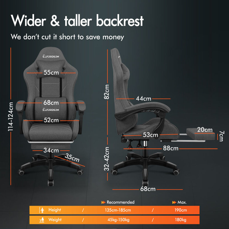 PC & Racing Game Chair, Dark Grey