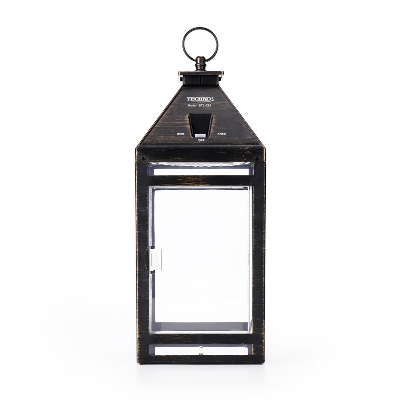 14" White Solar LED Lantern Sconce with Clear Panels