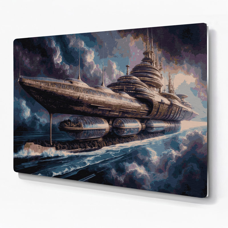 Art mural gris Space Space vaisseaux, H 11 po x l 14 po