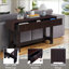 Table basse Mid Century Farmhouse espresso avec tiroirs cannelés, peu encombrante Facile à nettoyer-638065137