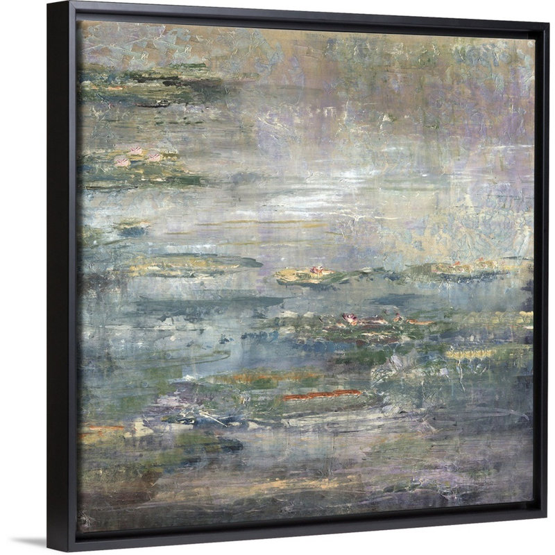 «Twilight Lilies II», peinture sur toile, Cadre flottant noir, H 17,7 po x l 17,7 po x P 1,75 po