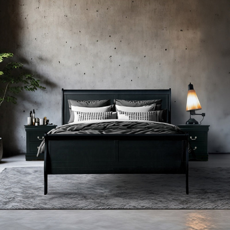 Grand lit Louis Philippe, Noir, Grand