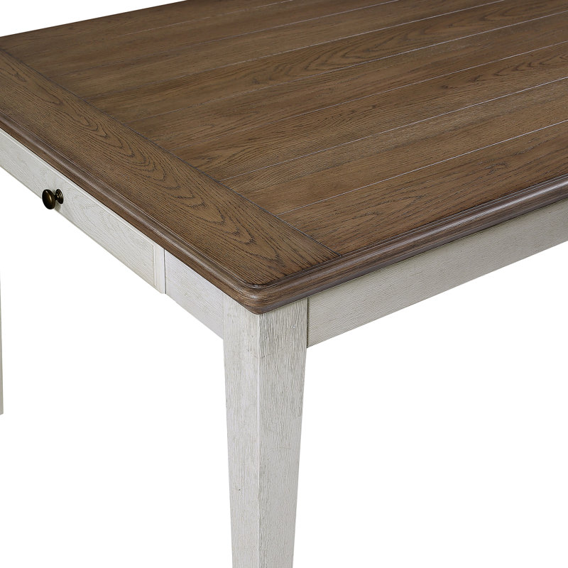 72-Inch Two-Tone Brown and White Wood Dining Table
