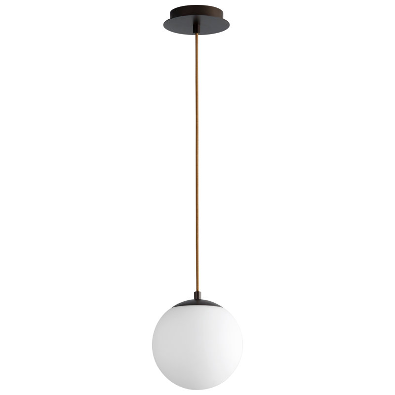 Luminaire suspendu sphère 1 lumière DEL Kamm, Bronze huilé, H 129,5 po x l 8 po x P 8 po