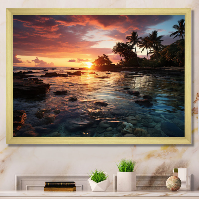 Dominicain Tropical Dreams, reproduction d'art sur toile, H 30 po x l 40 po x P 1,5 po, Encadrement doré