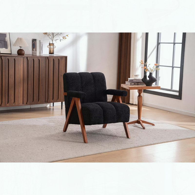Méridienne en chenille nuage - Structure en bois massif - Noir, H 30,31 po x l 30,31 po x P 26,97 po, Noir
