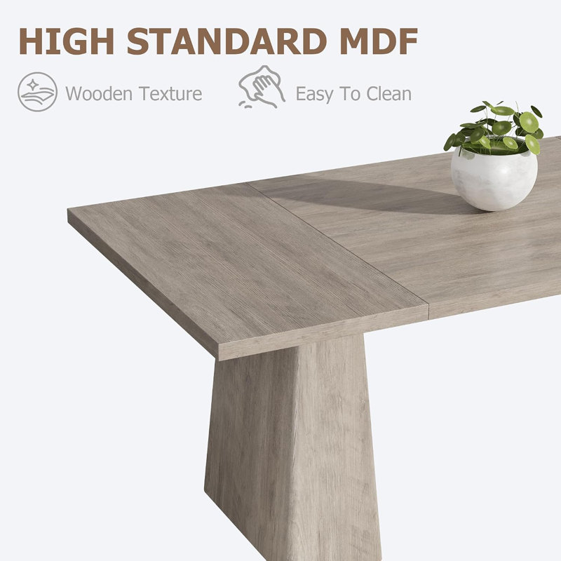 71" Rectangle Extendable Dining Table Set with Upholstered Cotton Linen Chairs, Expands 63"‑82.68", Seats 8‑10 for Multi‑Style Home Spaces