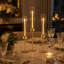 Ensemble de 6 bougeoirs ouragan, chandeliers en verre à base en fer, hauteurs étagées pour centre de table de mariage-134701042