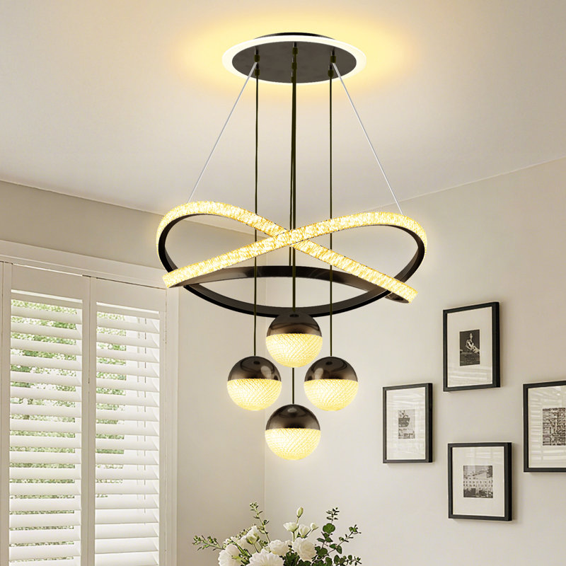 LED Geometric Chandelier, Matte Black