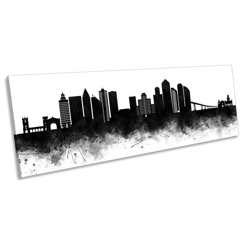San Diego Abstract City Skyline - Wrapped Canvas Panoramic Print, 60.96cm H x 182.88cm W