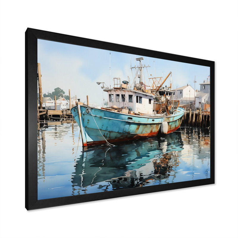 Port Harbor Reflections xiv sur toile, H 30 po x l 40 po x P 1,5 po, Cadre photo noir