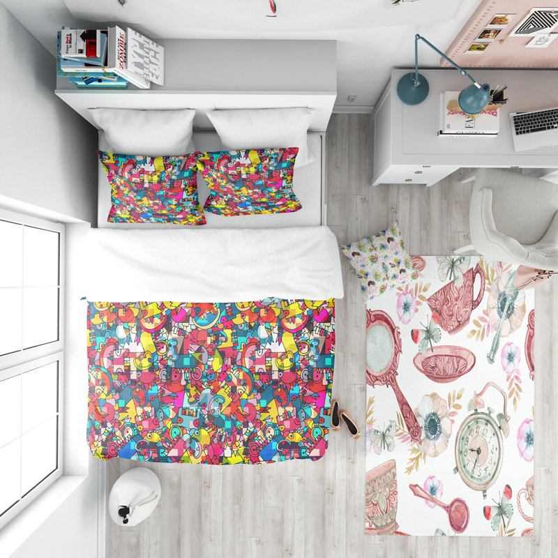 Ensemble de housse de couette adolescent, Housse simple + 1 taie décorative