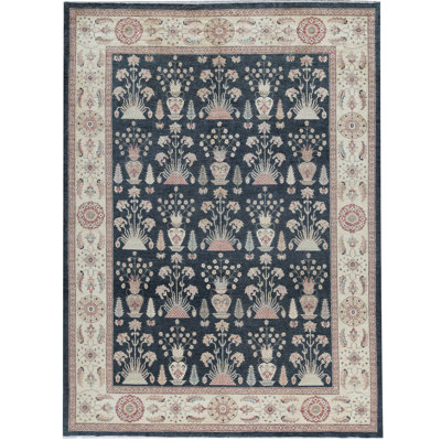 Tapis bleu marine noué à la main de haute qualité