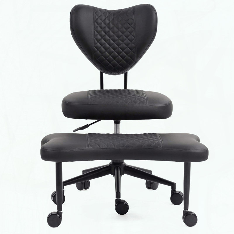 Chaise ergonomique pivotante à pieds croisés, hauteur réglable et similicuir