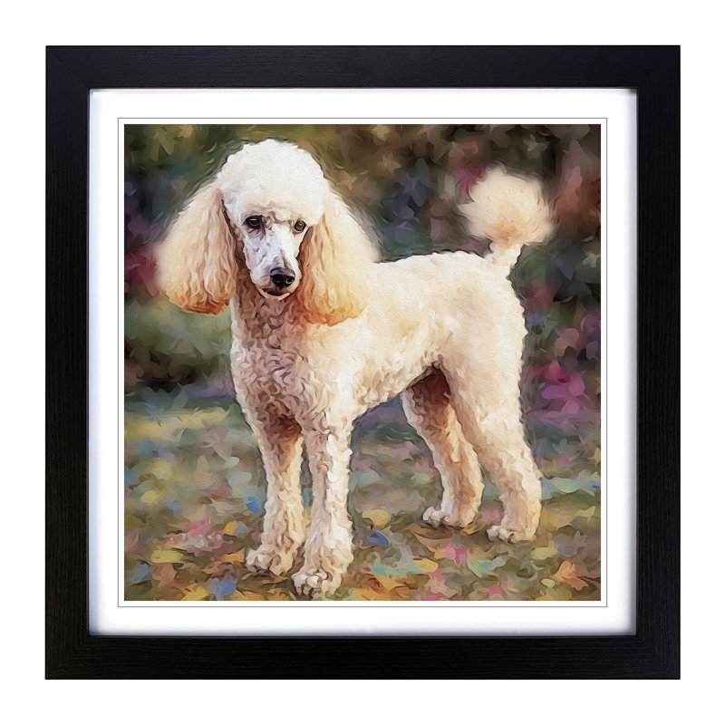 Poodle Post-Impressionism - Framed Print, Black
