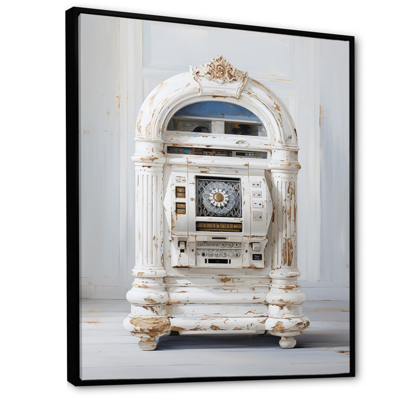 Minimalist Jukebox Melody 2 - Jukeboxes, art mural, Cadre flottant noir, H 44 po x l 34 po x P 1,5 po