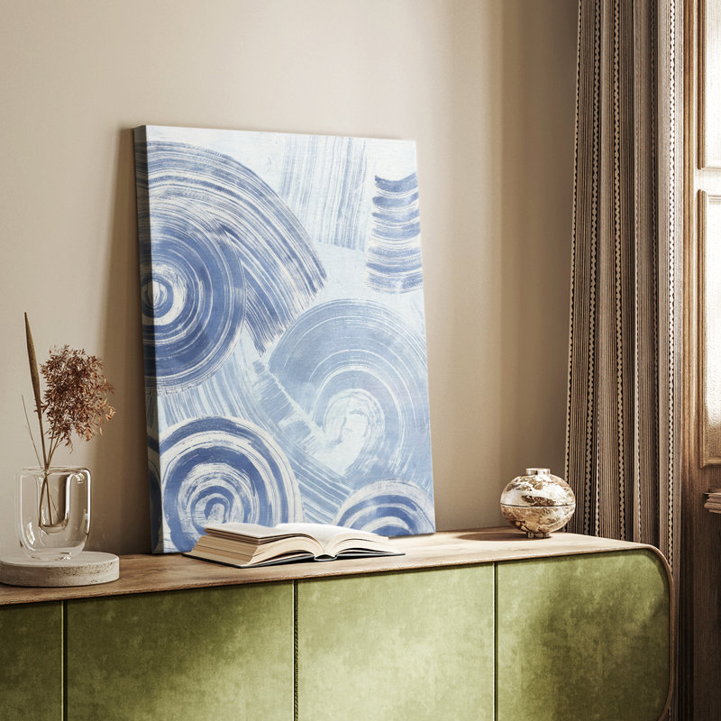 Blue Nautilus Patterns I -Gallery Wrapped Cavas, 18" H x 12" W
