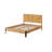 Trapeze Modern Industrial Platform Bed Frame - Light Natural Finish with Smooth Pattern Headboard & Iron Legs-1233178870